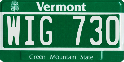 VT license plate WIG730