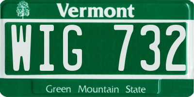 VT license plate WIG732