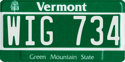 VT license plate WIG734