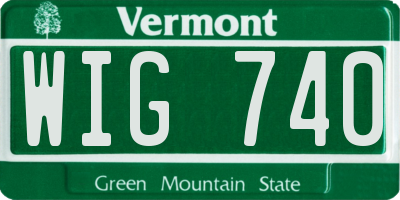 VT license plate WIG740