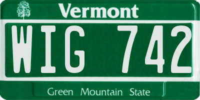 VT license plate WIG742