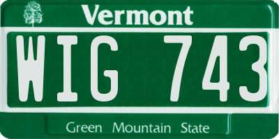 VT license plate WIG743