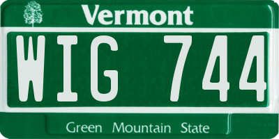 VT license plate WIG744
