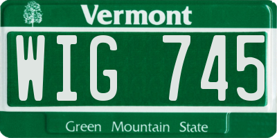 VT license plate WIG745