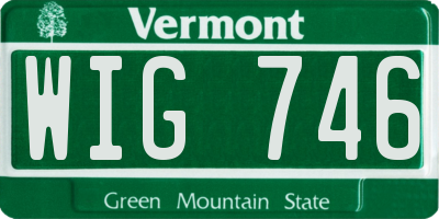 VT license plate WIG746