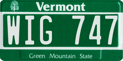 VT license plate WIG747