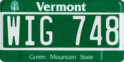 VT license plate WIG748