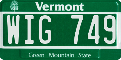 VT license plate WIG749