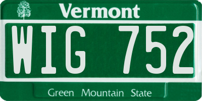 VT license plate WIG752