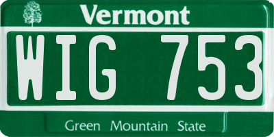 VT license plate WIG753