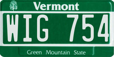 VT license plate WIG754