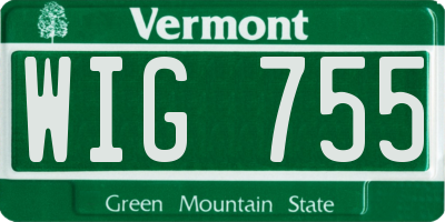VT license plate WIG755