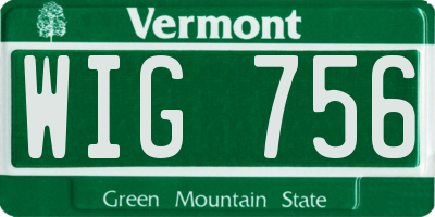 VT license plate WIG756