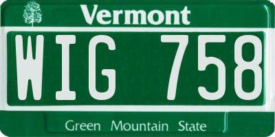 VT license plate WIG758