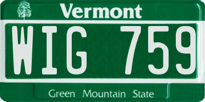 VT license plate WIG759