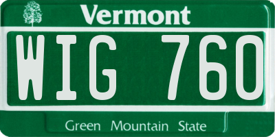 VT license plate WIG760
