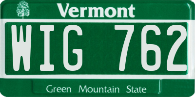 VT license plate WIG762