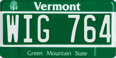 VT license plate WIG764