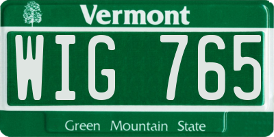 VT license plate WIG765