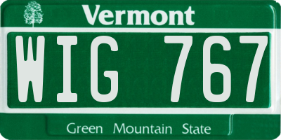VT license plate WIG767