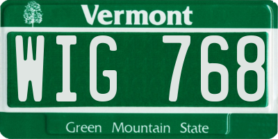 VT license plate WIG768
