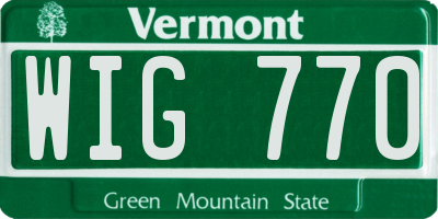 VT license plate WIG770