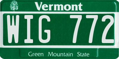 VT license plate WIG772