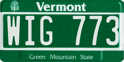 VT license plate WIG773