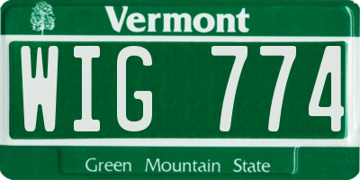VT license plate WIG774