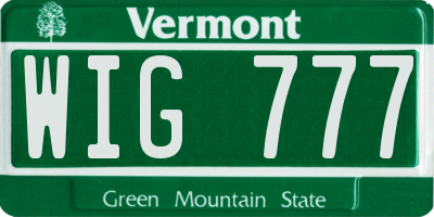 VT license plate WIG777