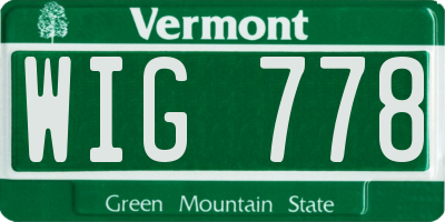 VT license plate WIG778