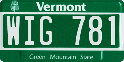 VT license plate WIG781