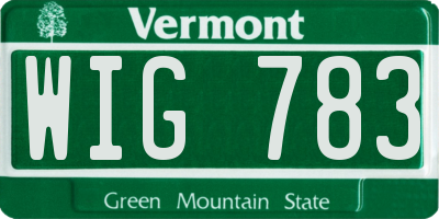 VT license plate WIG783