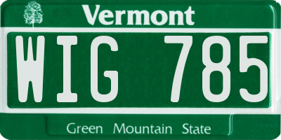 VT license plate WIG785