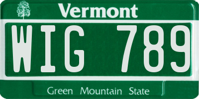 VT license plate WIG789
