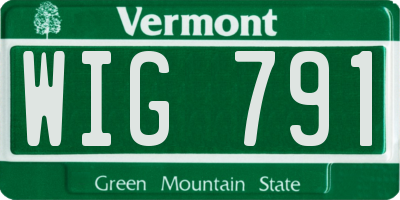 VT license plate WIG791