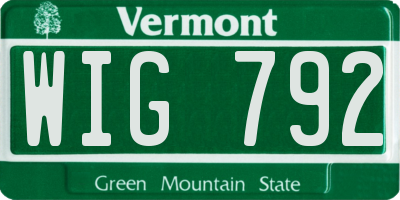 VT license plate WIG792