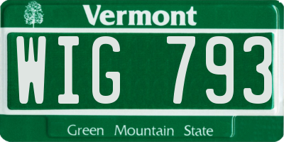 VT license plate WIG793