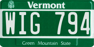 VT license plate WIG794