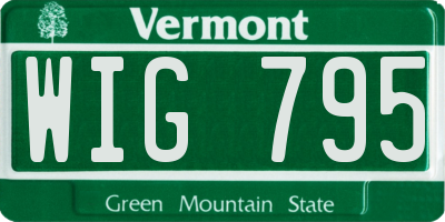 VT license plate WIG795