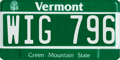 VT license plate WIG796