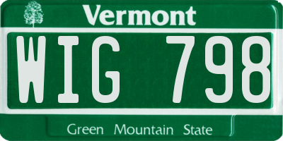 VT license plate WIG798