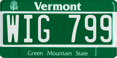 VT license plate WIG799