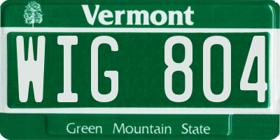 VT license plate WIG804