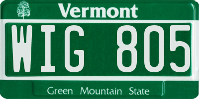 VT license plate WIG805