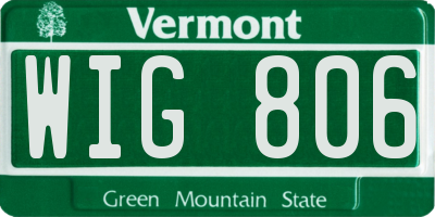 VT license plate WIG806