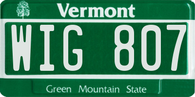 VT license plate WIG807