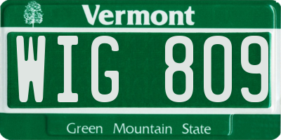 VT license plate WIG809