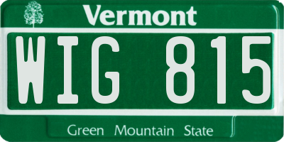 VT license plate WIG815