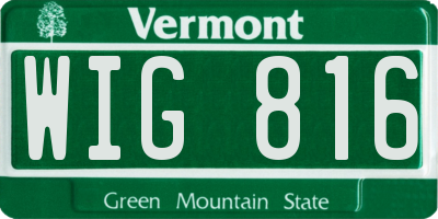 VT license plate WIG816